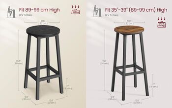 Set Of Two Bar Stools With Metal Frame, 3 of 11