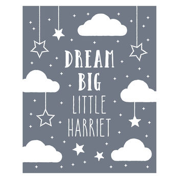 Dream Big Personalised Nursery Kids Room Print, 2 of 5