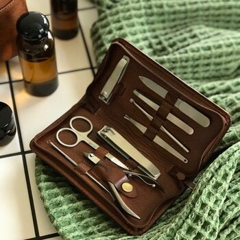 Personalised Leather Manicure Set For Daddy, 2 of 10