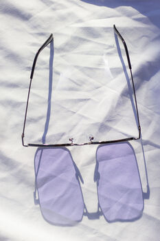 Purple Nose Bridge Angular Rectangle Aviator Sunglasses, 8 of 9