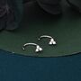 Sterling Silver Three Cz Trinity Threader Hoop Earrings, thumbnail 6 of 11