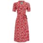 Peggy Dress In Pansy Print 1940s Vintage Style, thumbnail 1 of 2