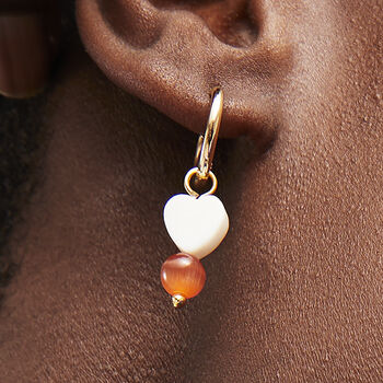 Mix Or Match Mother Of Pearl Heart Charm Hoop Earrings, 2 of 4