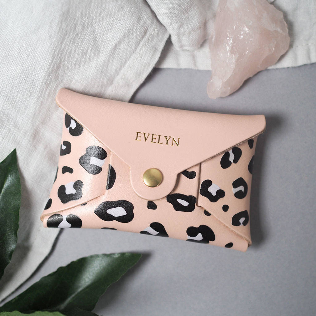 personalised pink leopard print leather coin purse by create gift love ...