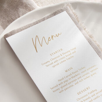 Tree Doodle Foiled Christmas Dinner Menu Card Set, 2 of 2