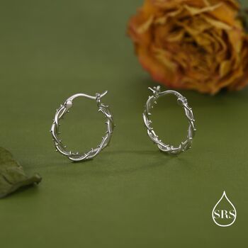 Thorned Vine Sterling Silver Hoop Earrings, 5 of 11