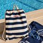 Nautical Stripe Cotton Drawstring Gym Bag Backpack, thumbnail 1 of 11