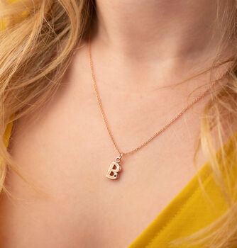 Textured Birthstone Initial Necklace, 3 of 11