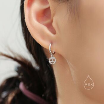 Heart Eyes Face Huggie Hoop Earrings In Sterling Silver, 6 of 9