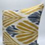 Square Ikat Silk Cushion Yellow And Blue Feather, thumbnail 3 of 8