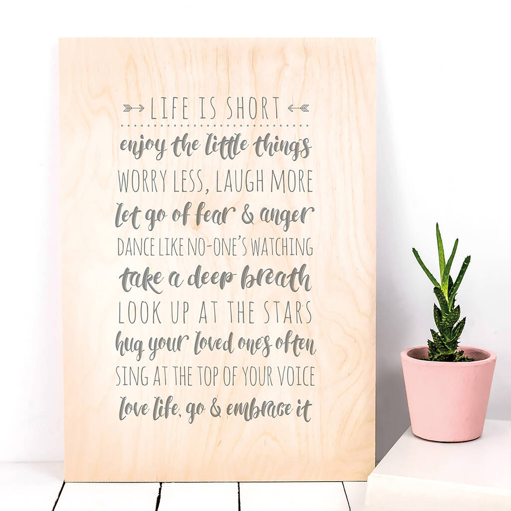Inspirational Quotes Wood Plaque By Coulson Macleod