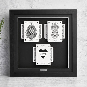 Personalised Couples Gift Royal Lion Playing Cards Gift Frame, 3 of 9