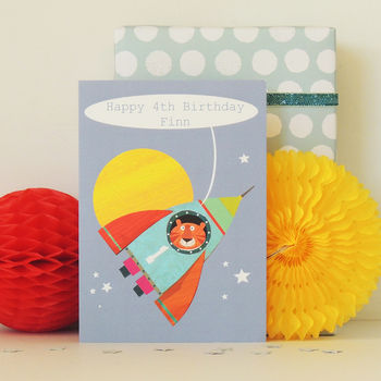 Personalised Bubble Rocket Tiger Card, 2 of 5