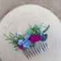 Bright Pink And Dusky Blue Flower Hair Comb, thumbnail 5 of 6