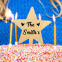 Personalised Surname And Hearts Gold Star Cake Topper, thumbnail 2 of 7