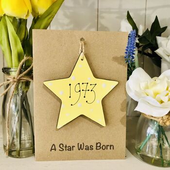 Personalised Year Of Birth Star Wooden Keepsake Card, 3 of 11