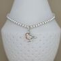Sterling Silver Bead Bracelet With Baby Robin Charm, thumbnail 2 of 4
