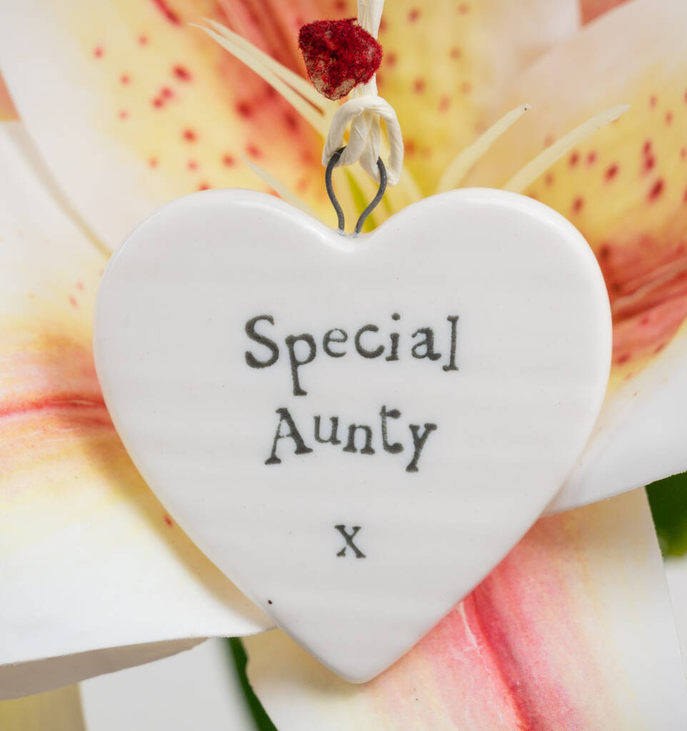 special aunty porcelain hanging heart gift by liberty bee special aunty porcelain hanging heart gift by liberty bee