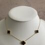 18 K Gold Plated Four Leaf Clover Necklace Gold Black, thumbnail 3 of 6