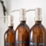 Amber Bottle With Silver Metal Pump And Stamped Label, thumbnail 3 of 6