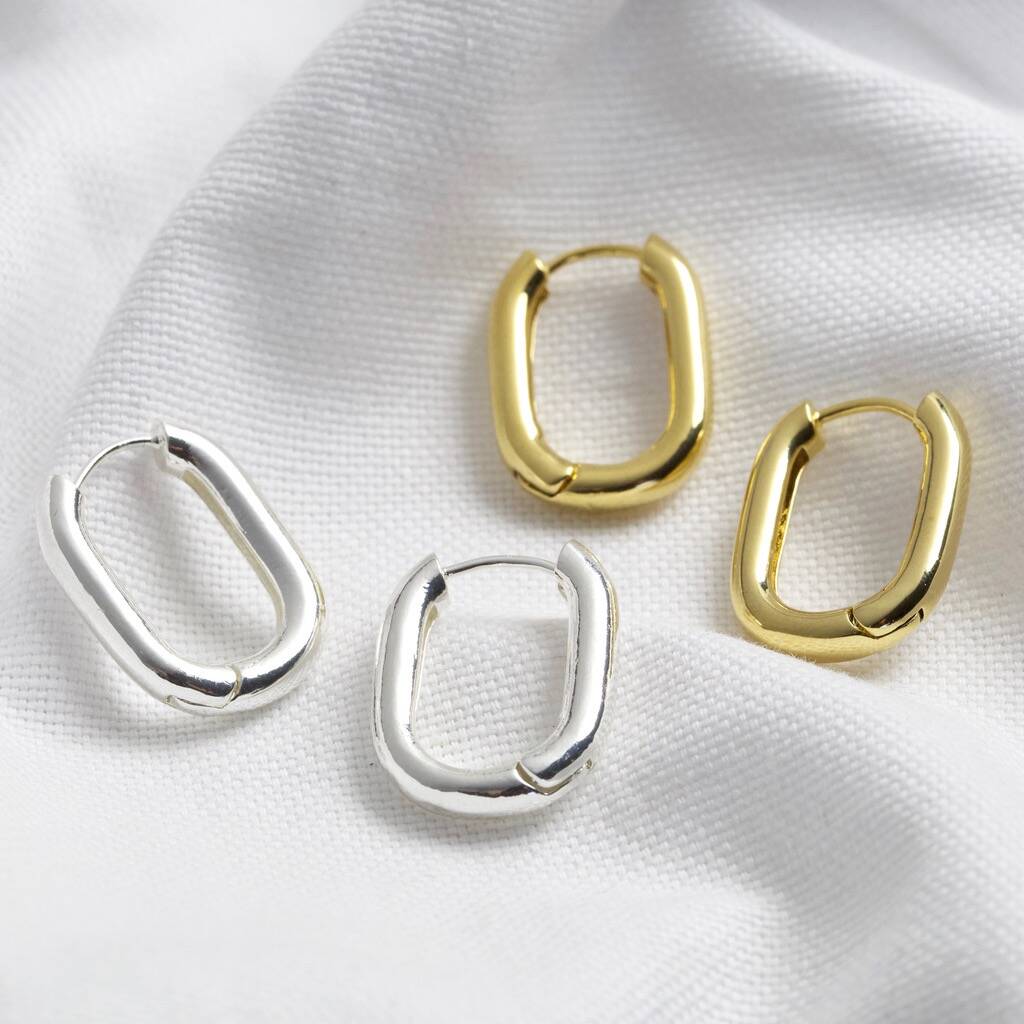 Curved Rectangle Hoop Earrings By Lisa Angel | notonthehighstreet.com