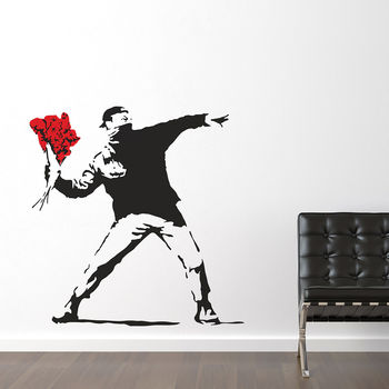 Banksy Flower Thrower Wall Stickers By The Binary Box