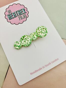 Neon Pale Green Bubble Glitter Resin Hair Clip / Festival Fashion Barrette / Y2 K Rave Aesthetic Hair Accessory, 3 of 5