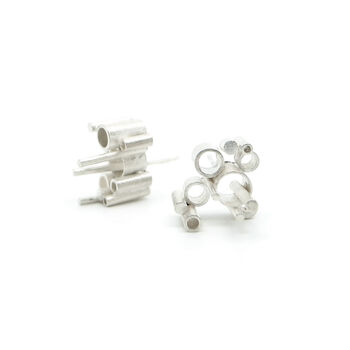 Brutalist Silver Stud Earrings | Megatropolis Earrings, 5 of 10