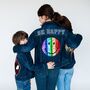 Personalised Kids Denim Jacket With Rainbow Emoji Smile, thumbnail 1 of 8