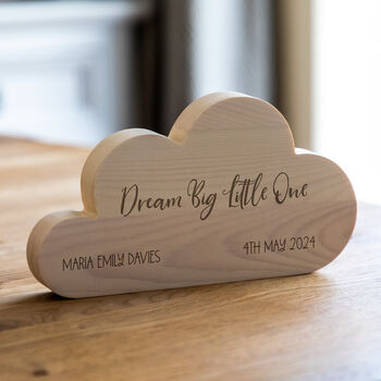 Personalised Dream Big Little One Cloud New Baby Gift, 3 of 5