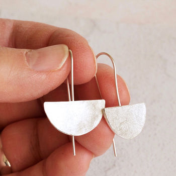 Minimalist Recycled Silver Handmade Drop Earrings, 2 of 12