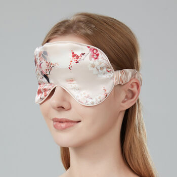 Mulberry Silk Sleep Mask Gift Box Eye Mask 100% Pure Soft Silk Pink Blossom Floral Fully Adjustable Luxury Travel Gift Blackout Hypoallergenic, 4 of 6