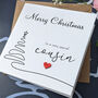 Cousin Christmas Card, 3D Wooden Heart, thumbnail 3 of 4