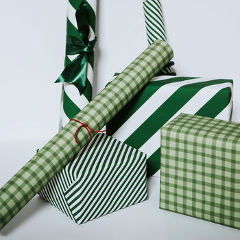 Christmas Green Gingham Luxury Wrapping Paper, 4 of 6