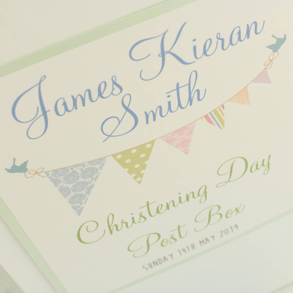 Personalised Bunting Christening Post Box By Dreams To Reality Design