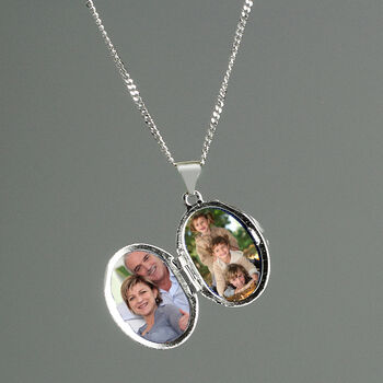 Gifts For Women Silver Oval Photo Locket Necklace, 2 of 9