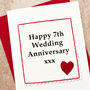 Handmade 7th Wedding Anniversary Card, thumbnail 2 of 2