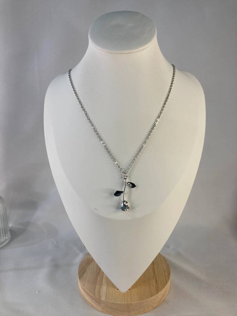 Sonata Long Mini Beaded Necklace Abstract Pendant Rose