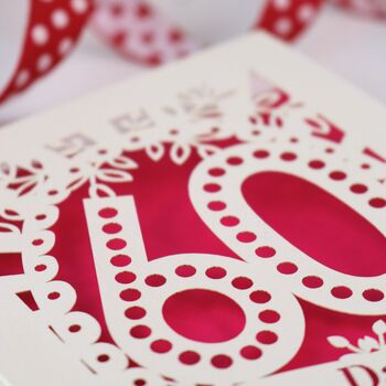Personalised 60th Birthday Card Papercut Spotty Design, 4 of 7