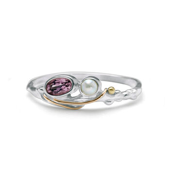 Molten Sterling Silver Tourmaline And Pearl Ring, 6 of 7