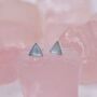 Sterling Silver Pale Blue Triangle Stud Earrings, thumbnail 2 of 7