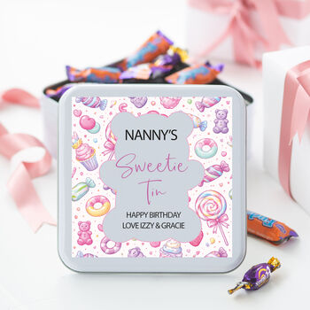 Personalised Metal Pink Bear Sweetie Square Tin, 3 of 5
