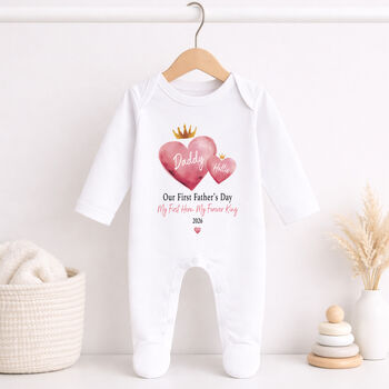 Personalised First Father’s Day Hero Baby Outfit, 3 of 10