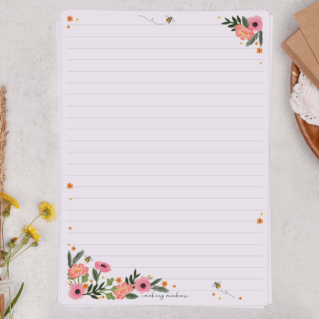 A5 Letter Writing Paper With Pink Florals Design, 1 of 4