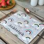 Rainbows Personalised Placemat With Rainbows And Stars, thumbnail 1 of 7