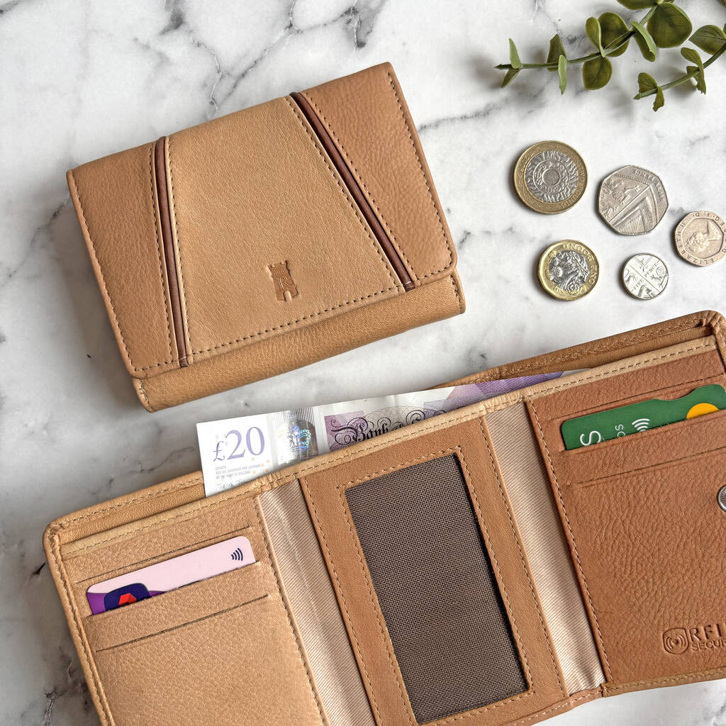 Women's Tan Leather Purse Rfid Secure, 1 of 3