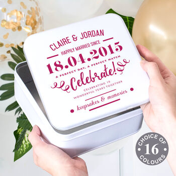 Personalised 10th Anniversary Typographic Tin Box, 3 of 7