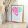 Two Location Risograph Heart Map Print, thumbnail 1 of 7