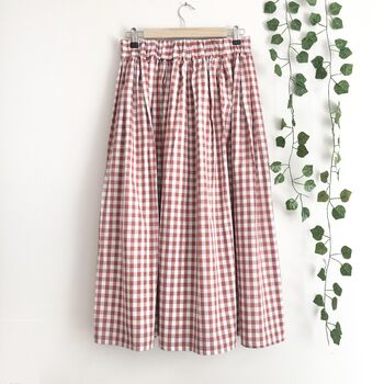 Gingham Cotton Midi Skirt, 1950 Skirt, 2 of 5