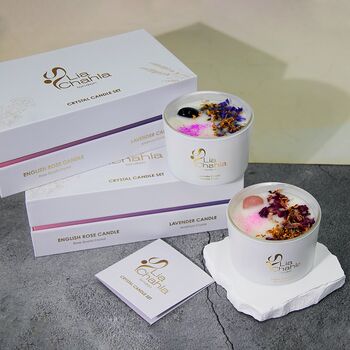 Luxury Crystal Candle Gift Set Of Two / Lavender And English Rose, 5 of 8